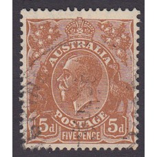 Australian  King George V  5d Brown   Wmk  C of A  Plate Variety 3L16..